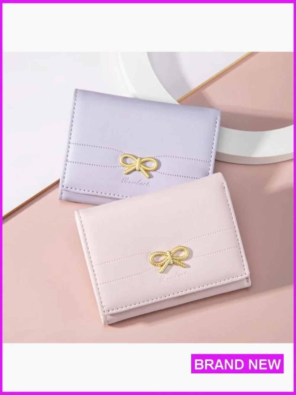 Cute Bow Wallet Women Elegant RFID Credit Card Holder Compact Leather